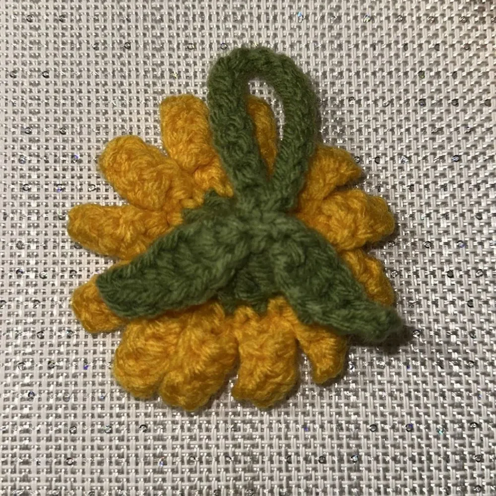 Hand Crochet Gold Brown Green Sunflower Charms